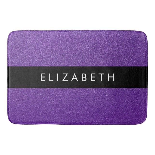 Purple Glitter, Glitter Background, Your Name Bath Mat (Front)