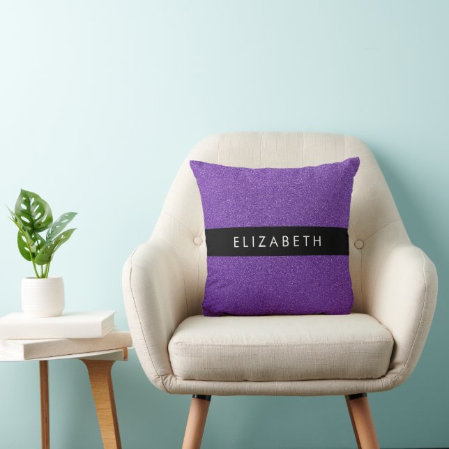 Purple Glitter, Glitter Background, Your Name Cushion (Chair)
