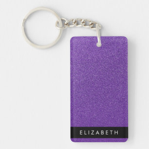 Purple Glitter, Glitter Background, Your Name Key Ring