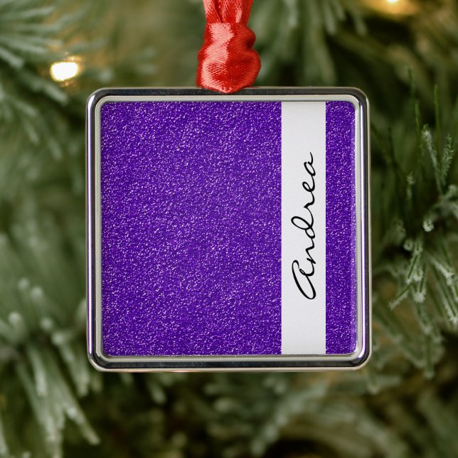 Purple Glitter, Glitter Background, Your Name Metal Tree Decoration (Tree)