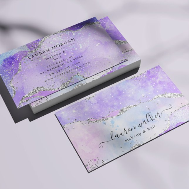 Purple Glitter Gorgeous Makeup Artist Business Card (Creator Uploaded)