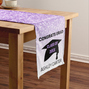 Purple Glitter Graduation Short Table Runner
