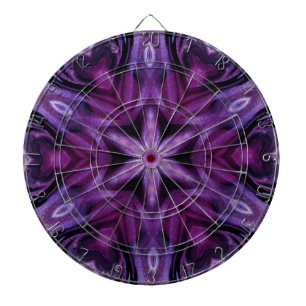 Purple Glitter Heart & Flower Kaleidoscope Pattern Dartboard