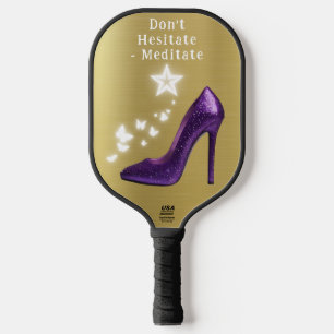 Purple Glitter High Heel Shoe on Gold   Pickleball Paddle