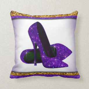 Purple Glitter high Heels Cushion