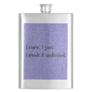 Purple Glitter I Made It Awkward Classic Flask