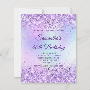 Purple Glitter Iridescent Rainbow 40th Birthday