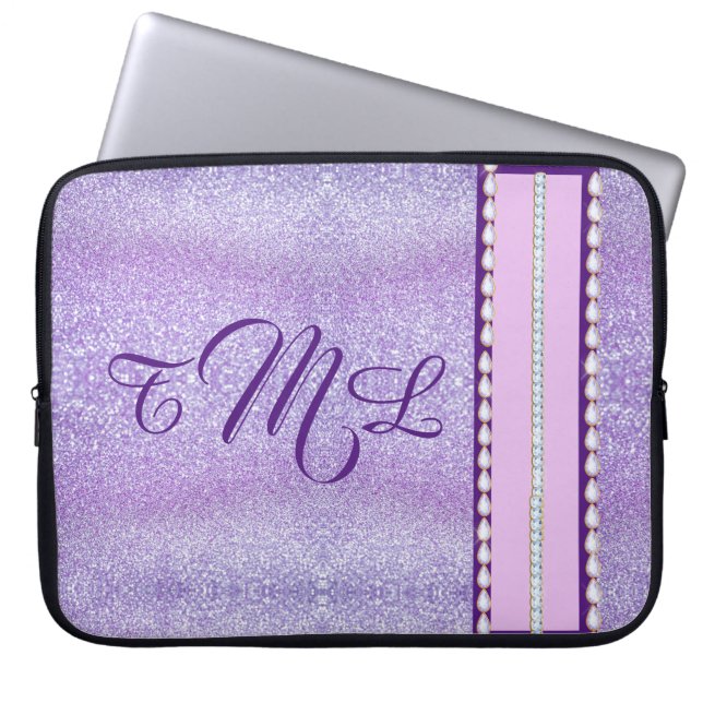 Purple Glitter Laptop Sleeve (Front)