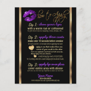 Purple Glitter Lip Instructions Flyer