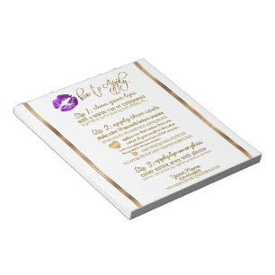 Purple Glitter Lip Instructions on White Notepad