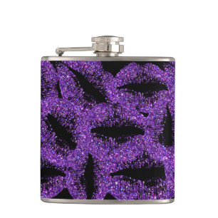 Purple Glitter Lips #2 Hip Flask