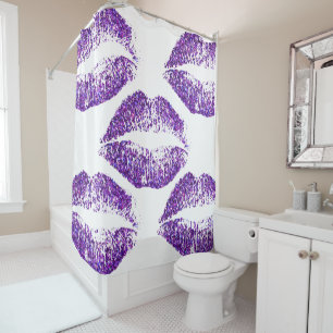 Purple Glitter Lips #2 Shower Curtain