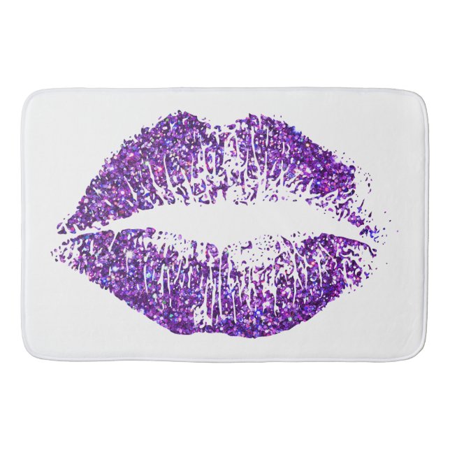 Purple Glitter Lips #3 Bath Mat (Front)