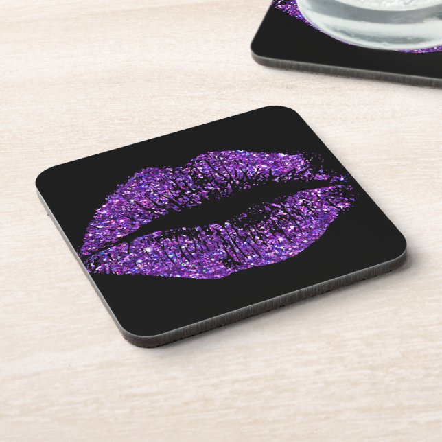 Purple Glitter Lips Coaster (Left Side)