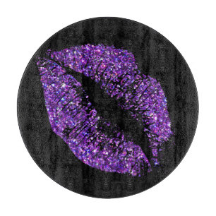 Purple Glitter Lips Cutting Board