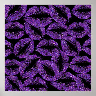 Purple Glitter Lips Poster