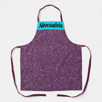 Purple Glitter Look Teal Girls Women Custom Name  Apron