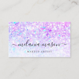 Purple Glitter Makeup Artist Modern Business Card