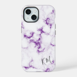 Purple Glitter Marble Personalised iPhone 15 Case