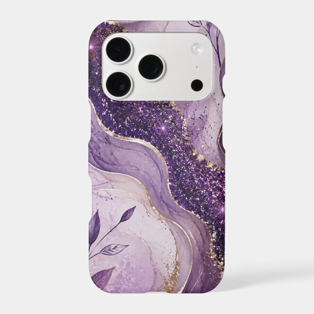 Purple Glitter Marble Phone Case (Back)