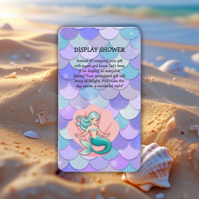 Purple Glitter Mermaid Under the Sea Baby Shower Enclosure Card (Creator Uploaded)
