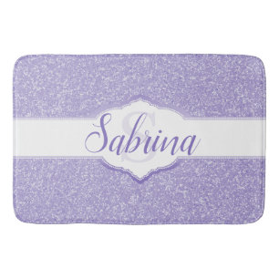 Purple Glitter Monogram Bath Mat