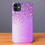 Purple Glitter Monogram Name Luxury Girly Case-Mate iPhone Case<br><div class="desc">Purple Faux Foil Metallic Sparkle Glitter Brushed Metal Monogram Name Phone. This makes the perfect sweet 16 birthday,  wedding,  bridal shower,  anniversary,  baby shower or bachelorette party gift for someone that loves glam luxury and chic styles.</div>