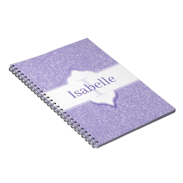 Purple Glitter Monogram Notebook (Right Side)