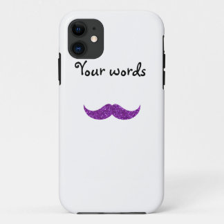 purple glitter moustache Case-Mate iPhone case
