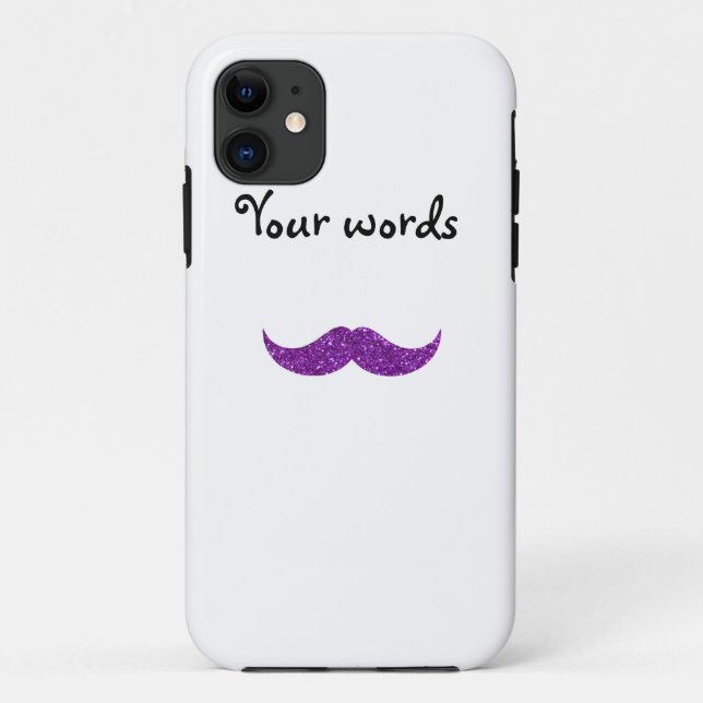 purple glitter moustache Case-Mate iPhone case (Back)