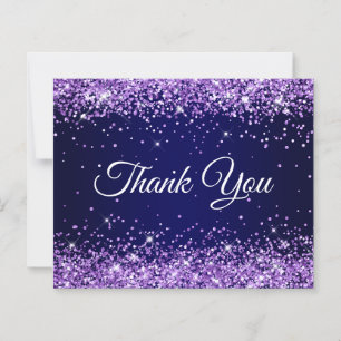 Purple Glitter Navy Blue Ombre Thank You