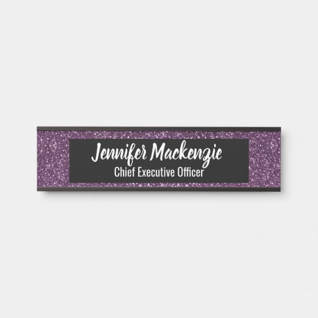 Purple Glitter Office Door Sign (Front)