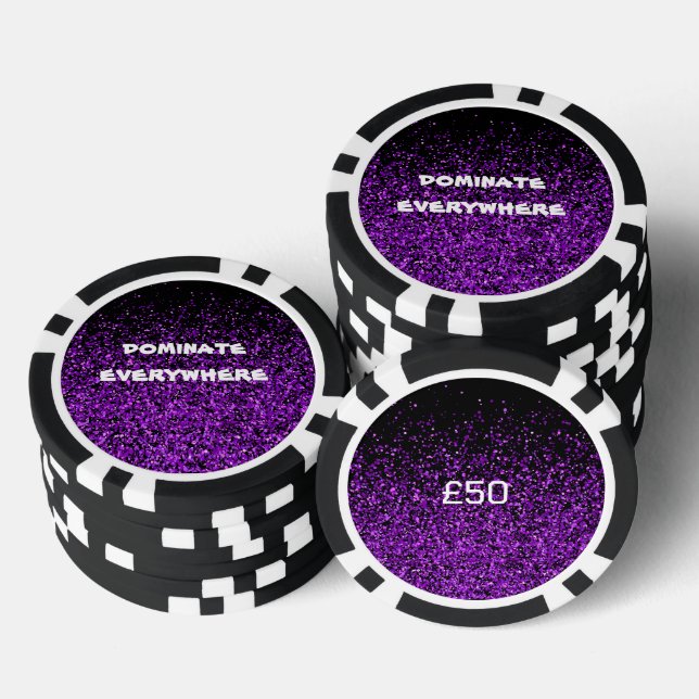 Purple Glitter on Black Dominate Everywhere | Poker Chips (Stack)