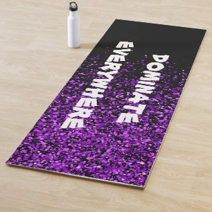 Purple Glitter on Black Dominate Everywhere Yoga Mat