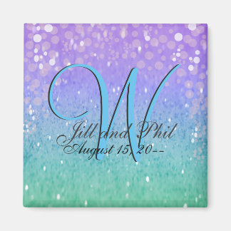 Purple Glitter Patio Lantern Confetti Glam Blue Magnet