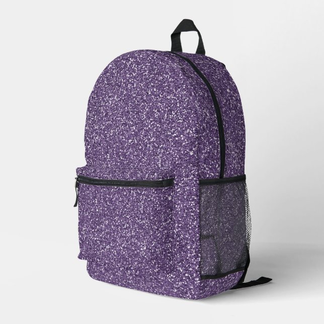 Purple Glitter Pattern Printed Backpack (Back Corner Right)