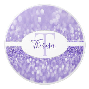 Purple Glitter Personalise Ceramic Pull