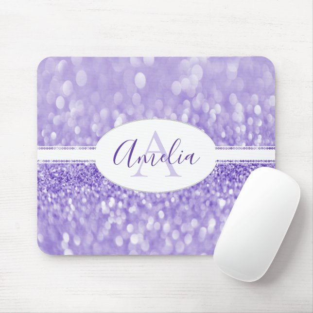 Purple Glitter Personalise Mouse Pad (With Mouse)