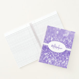 Purple Glitter Personalise Notebook