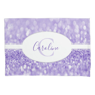 Purple Glitter Personalise Pillow Case