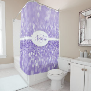 Purple Glitter Personalise Shower Curtain