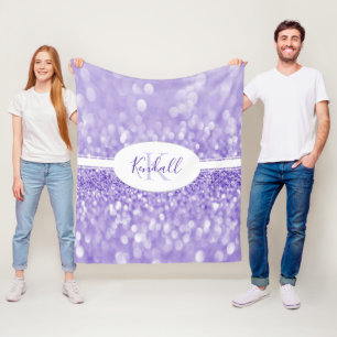 Purple Glitter Personalise Throw Blanket
