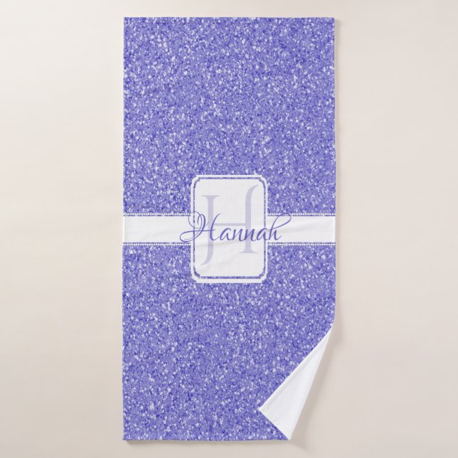 Purple Glitter Personalised Bath Towels (Bath Towel)