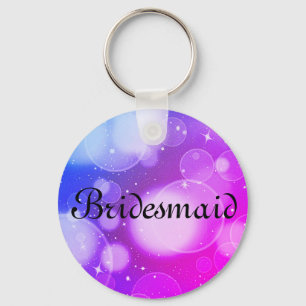 Purple Glitter Personalised Bridesmaid Key Ring