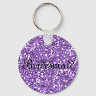 Purple Glitter Personalised Bridesmaid Keychain
