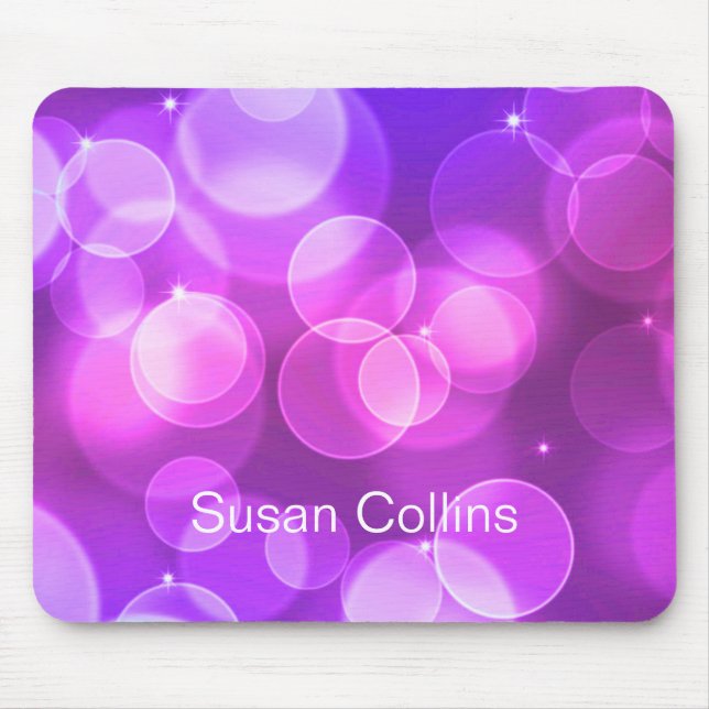 Purple Glitter Personalised Girly Mouse Pad (Front)
