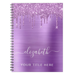 Purple Glitter Personalised Notebook