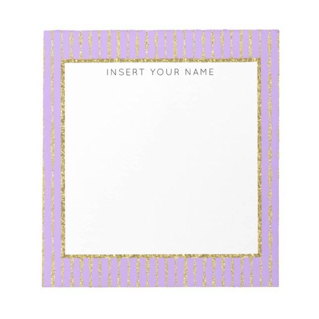 Purple & Glitter Personalised Notepad 5.5" x 6" (Front)