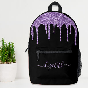Purple Glitter Personalised Printed Backpack