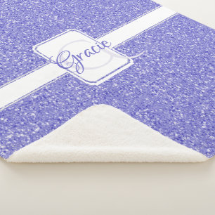 Purple Glitter Personalised Sherpa Blanket